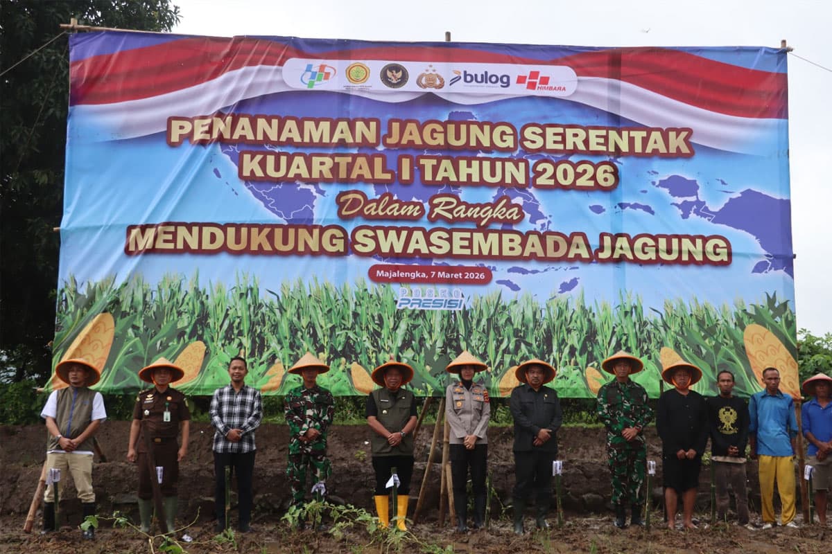 Dukung Swasembada Pangan, Polres Majalengka dan Pemkab Tanam Jagung Kuartal I